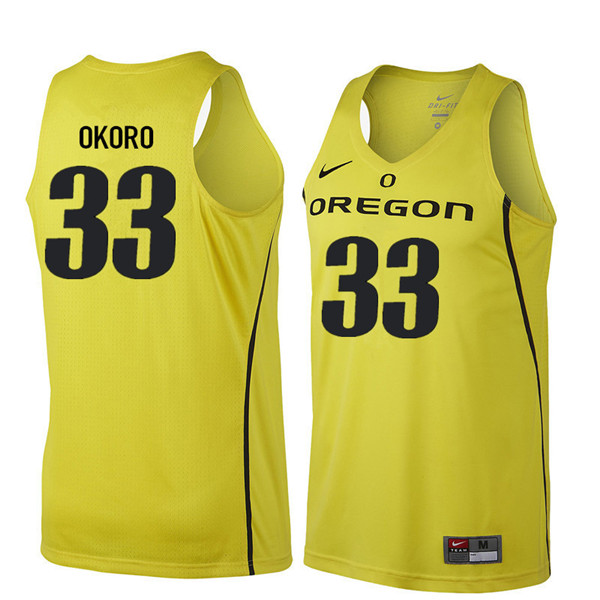 Men #33 Francis Okoro Oregon Ducks College Basketball Jerseys Sale-Yellow - Click Image to Close